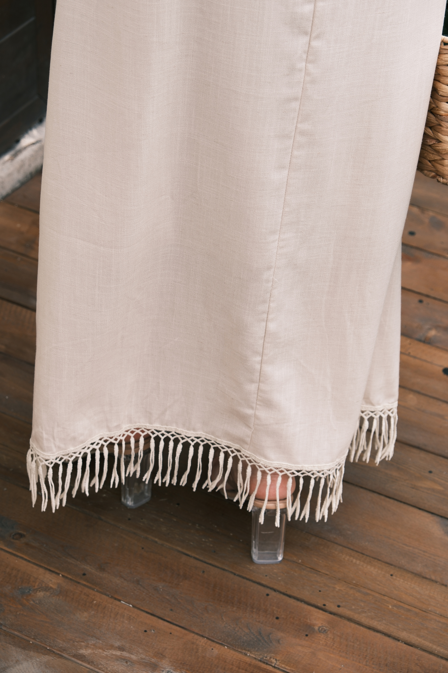 Soleia Fringe Maxi Dress in Oatmeal