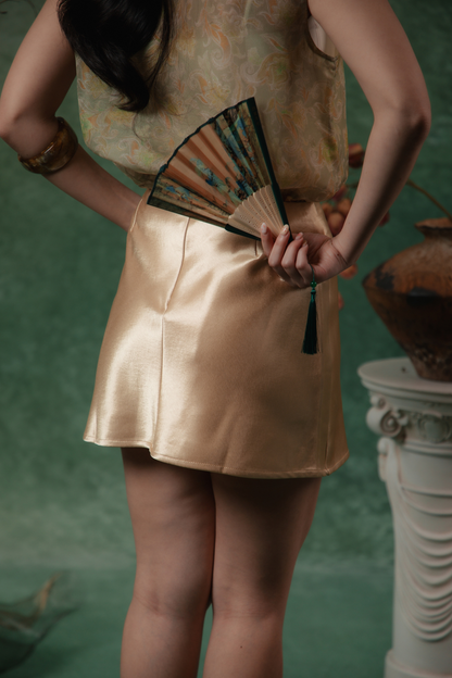 Amber Satin Mini Skirt in Gold