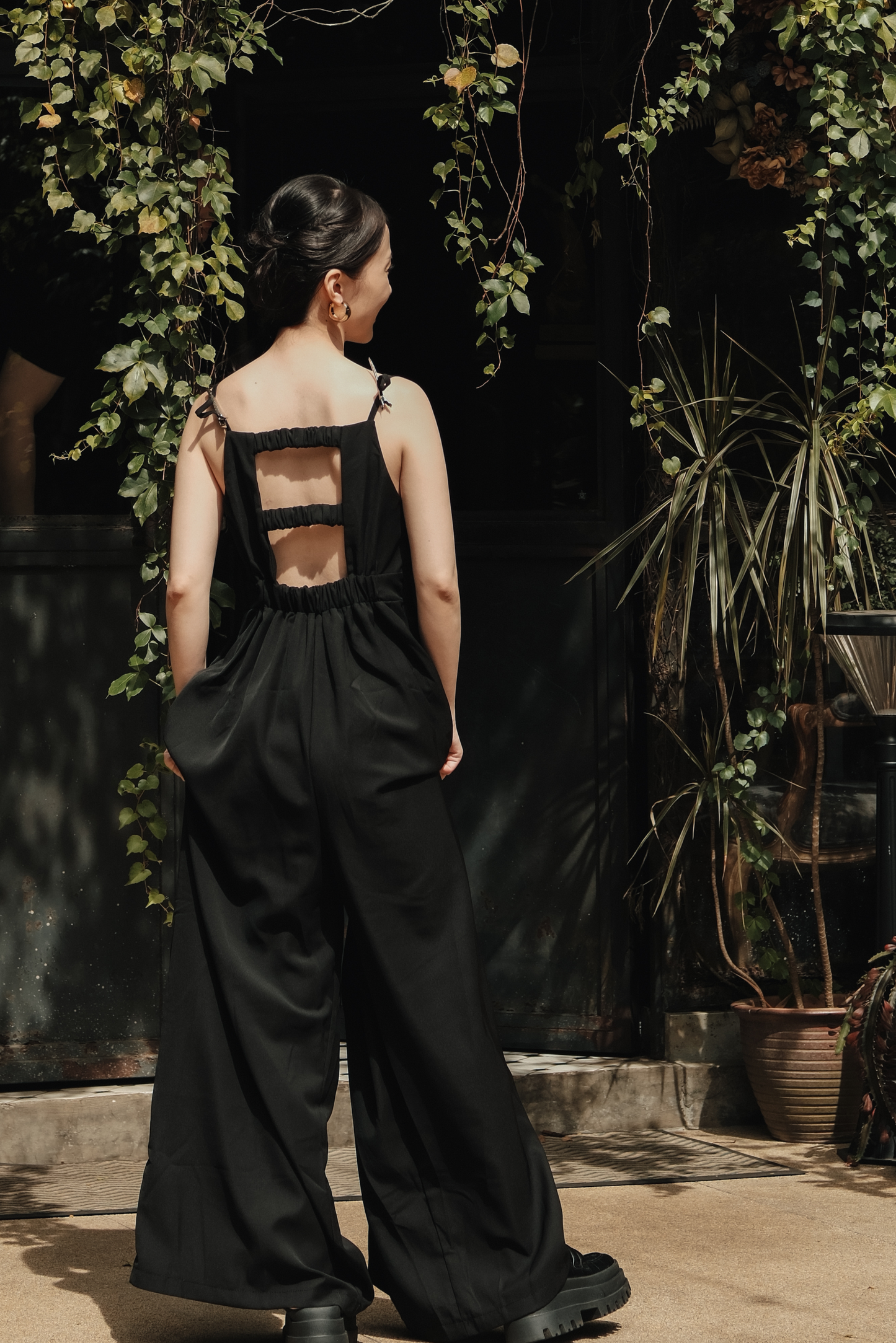 Chloé Back-Strap Wide-Leg Jumpsuit in Black
