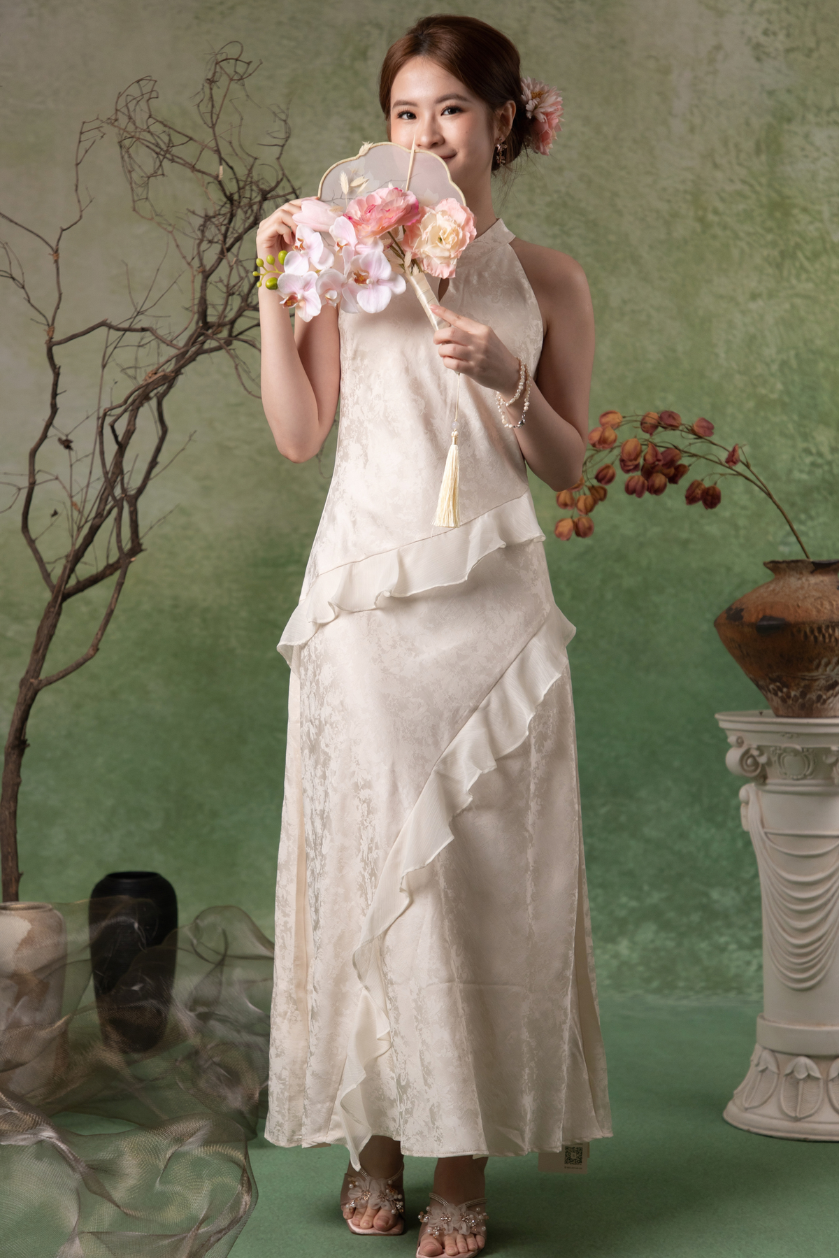Liana Ruffle Dress in Champagne