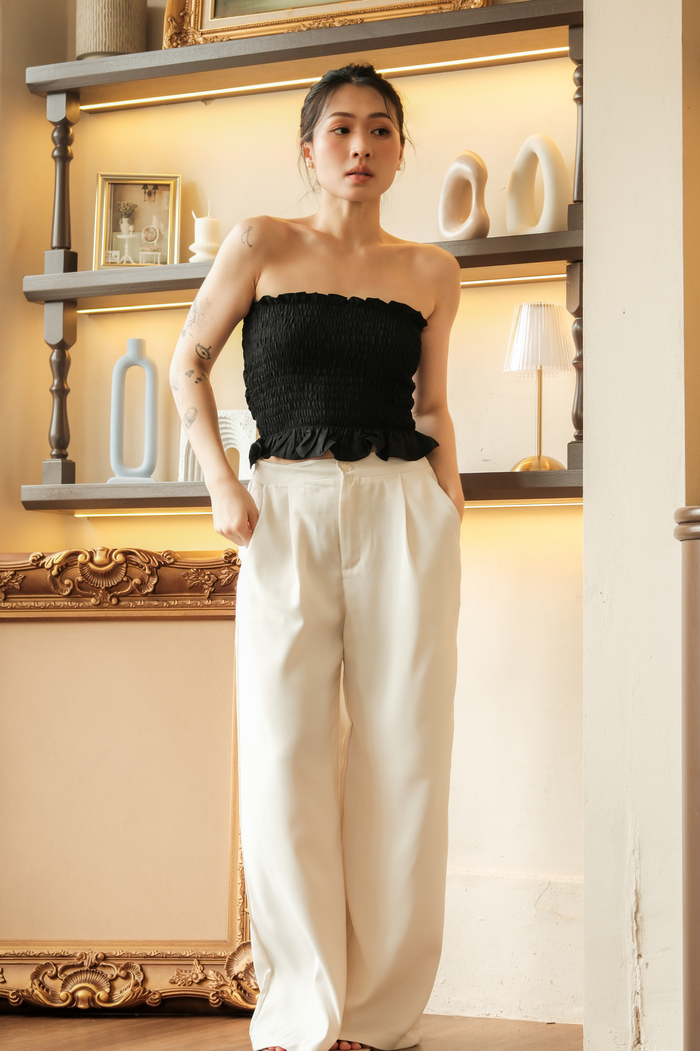 Auriane Bow-Tie Tube Top in Black