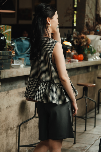 Giselle Gingham Ruffle Peplum Top