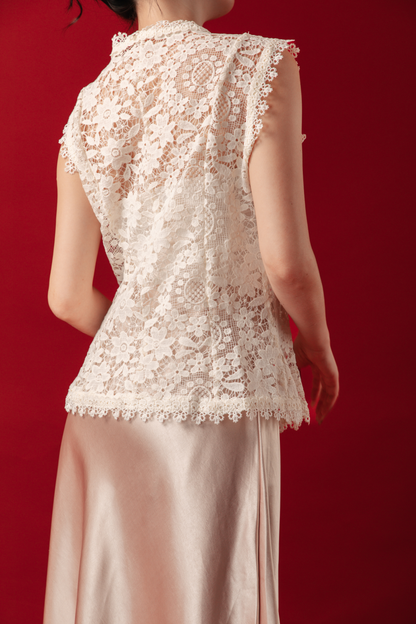 Clara Lace Embroidered Vest / Selene Satin Mermaid Skirt (In-Stock)