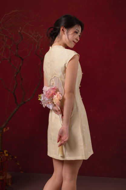 Céleste Chinoiserie Cheongsam Dress in Yellow