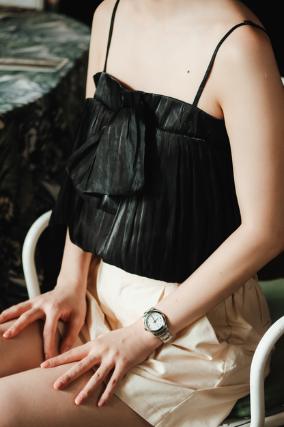 Aria Bow-Front Cami Top in Black