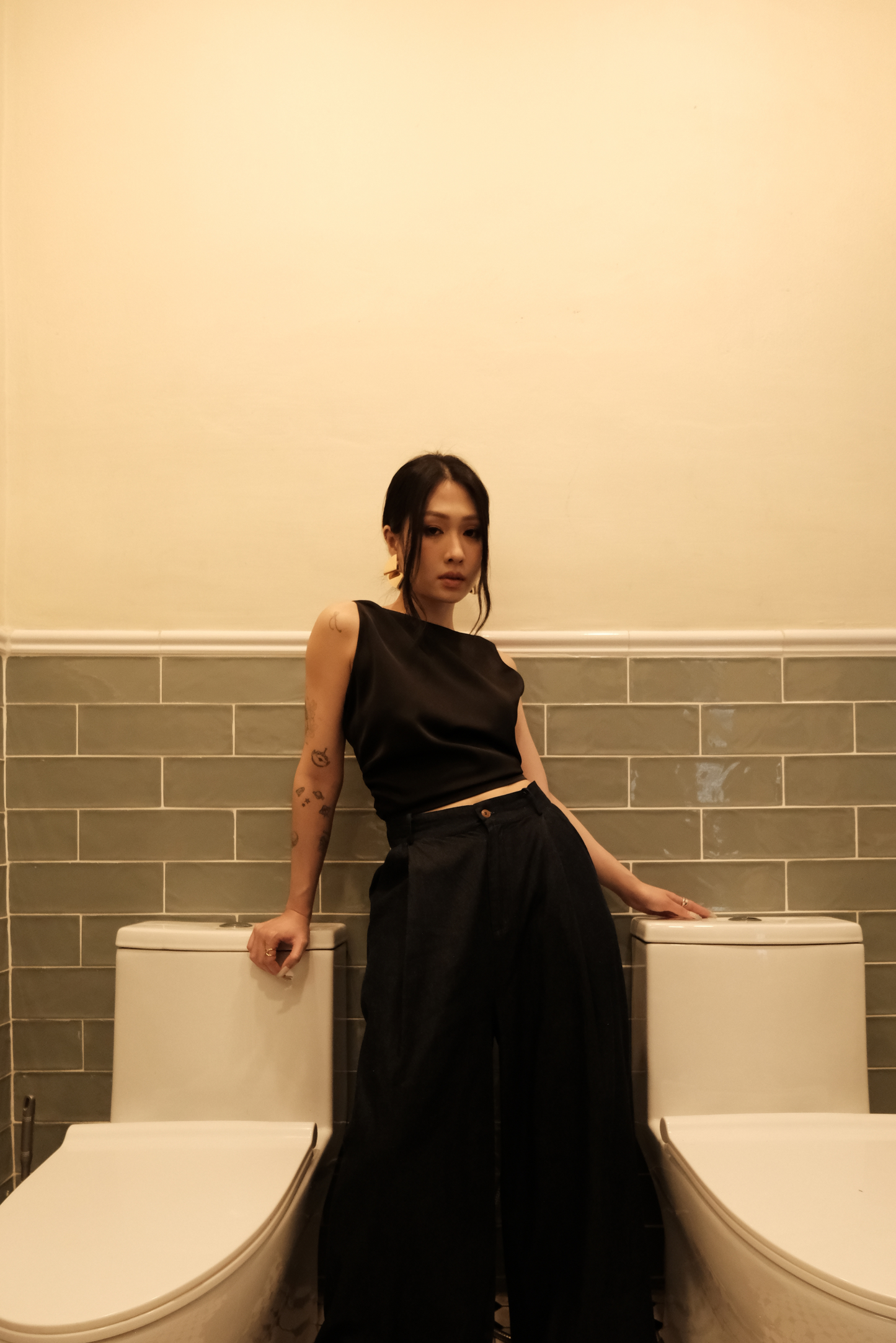 Charlotte Tie-Back Top in Black