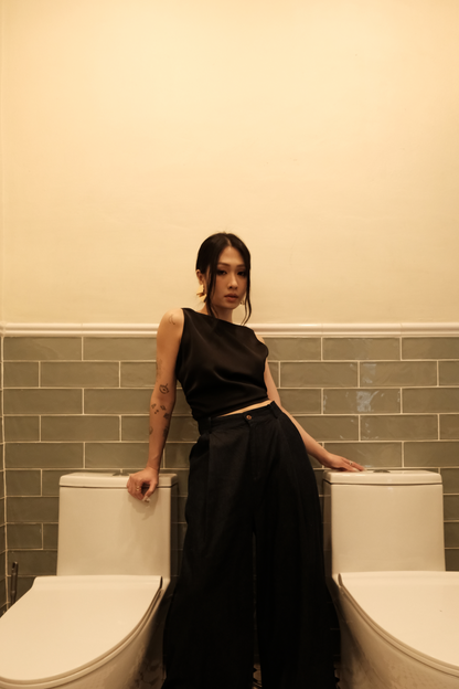 Charlotte Tie-Back Top in Black