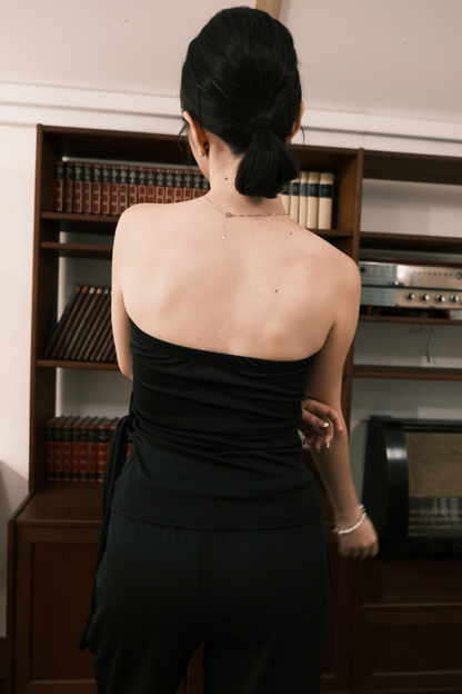 Solène Drape Tie Tube & Wide-Leg Pants Set
