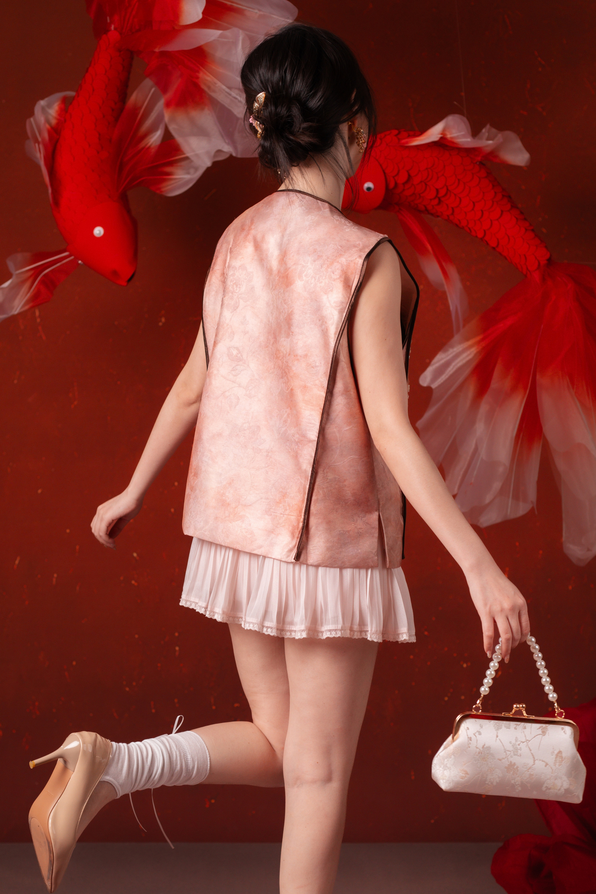 Estelle Filigree Cheongsam Vest in Dusty Rose