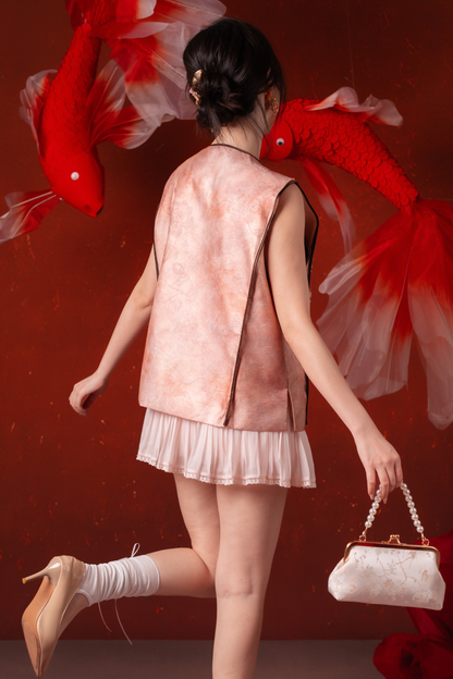Estelle Filigree Cheongsam Vest in Dusty Rose