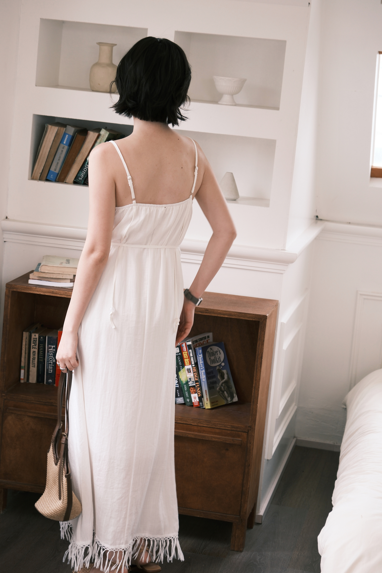 Soleia Fringe Maxi Dress in White