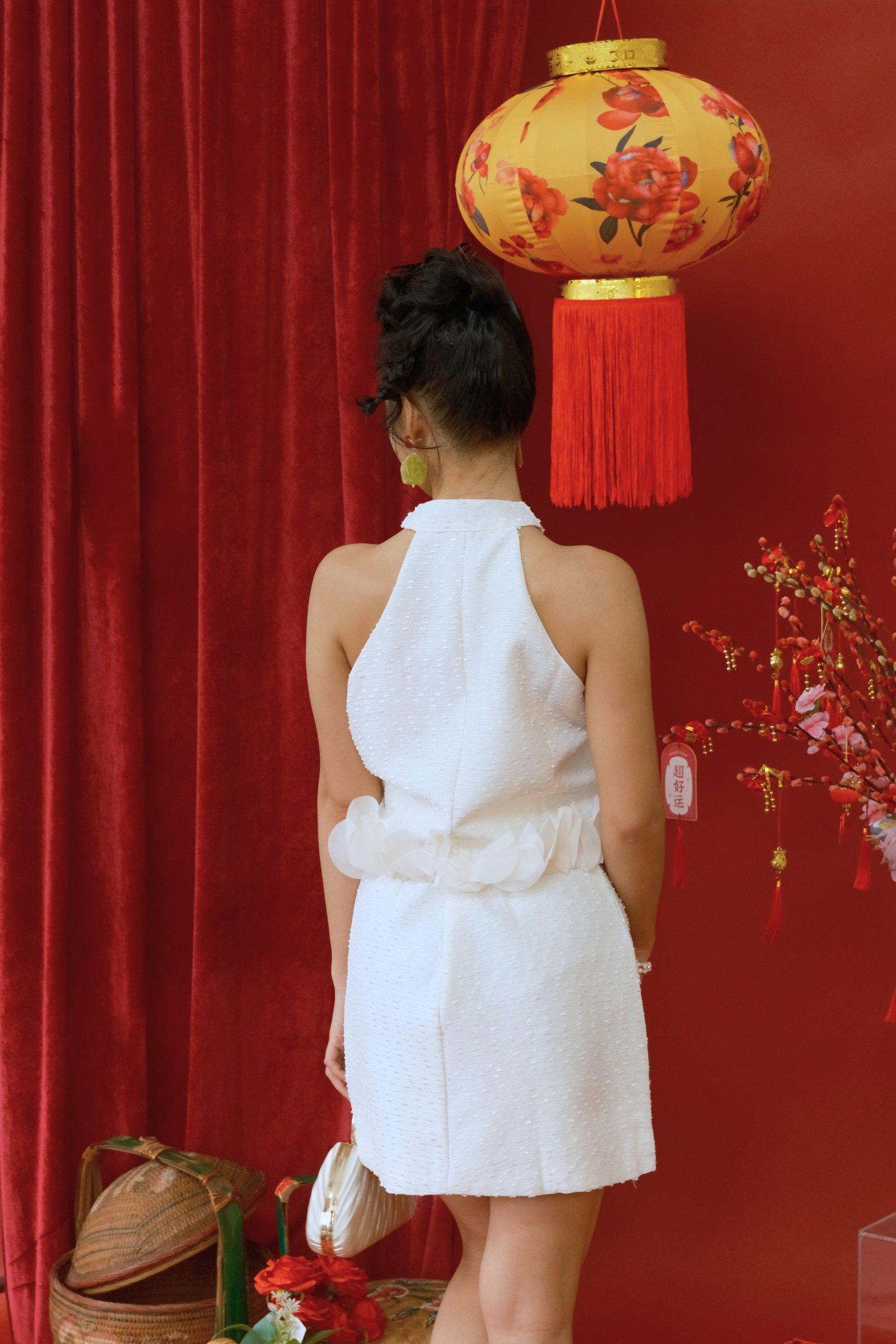 Celeste Halter Cheongsam Set in Ivory (In-Stock)