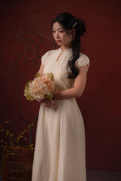 Élodie Grace Cheongsam Dress in Champagne