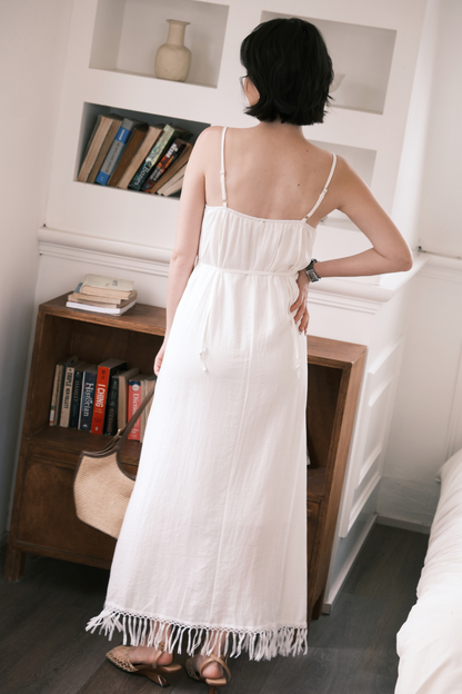 Soleia Fringe Maxi Dress in White