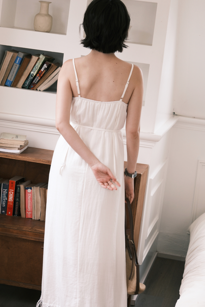 Soleia Fringe Maxi Dress in White