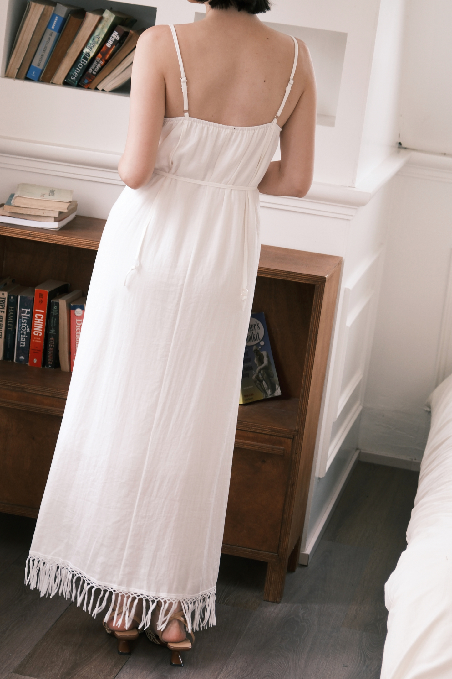 Soleia Fringe Maxi Dress in White