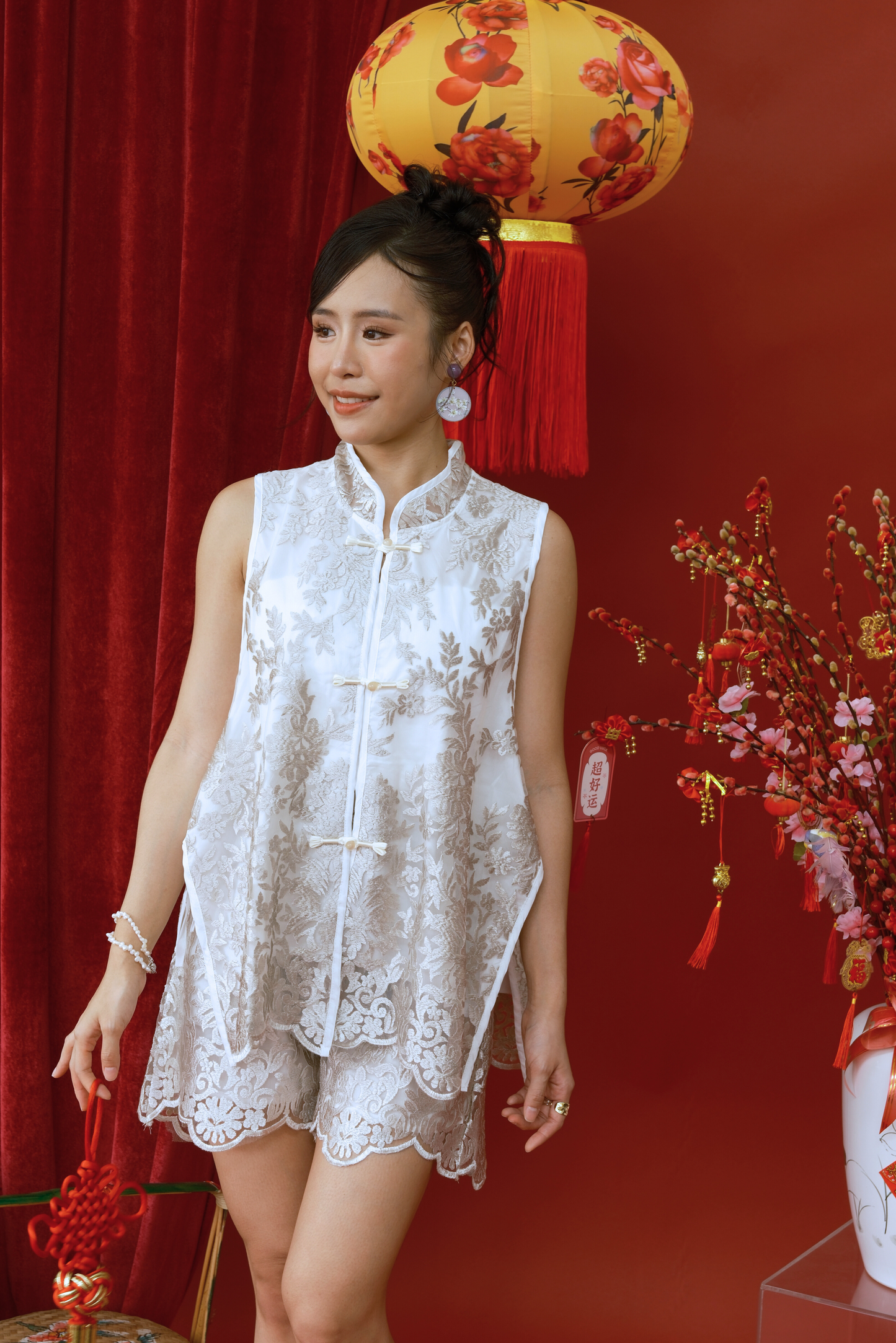 Lumière Bloom Lace Cheongsam Set (In-Stock)