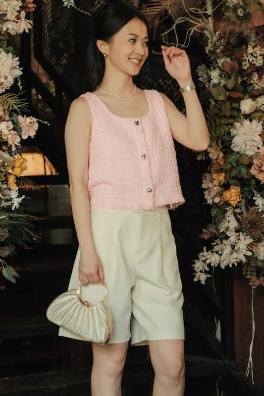 Avery Tailored Bermuda Shorts in Beige
