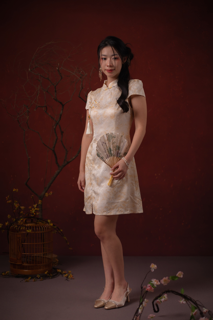 Seraphine Blossom Cheongsam Dress in Champagne