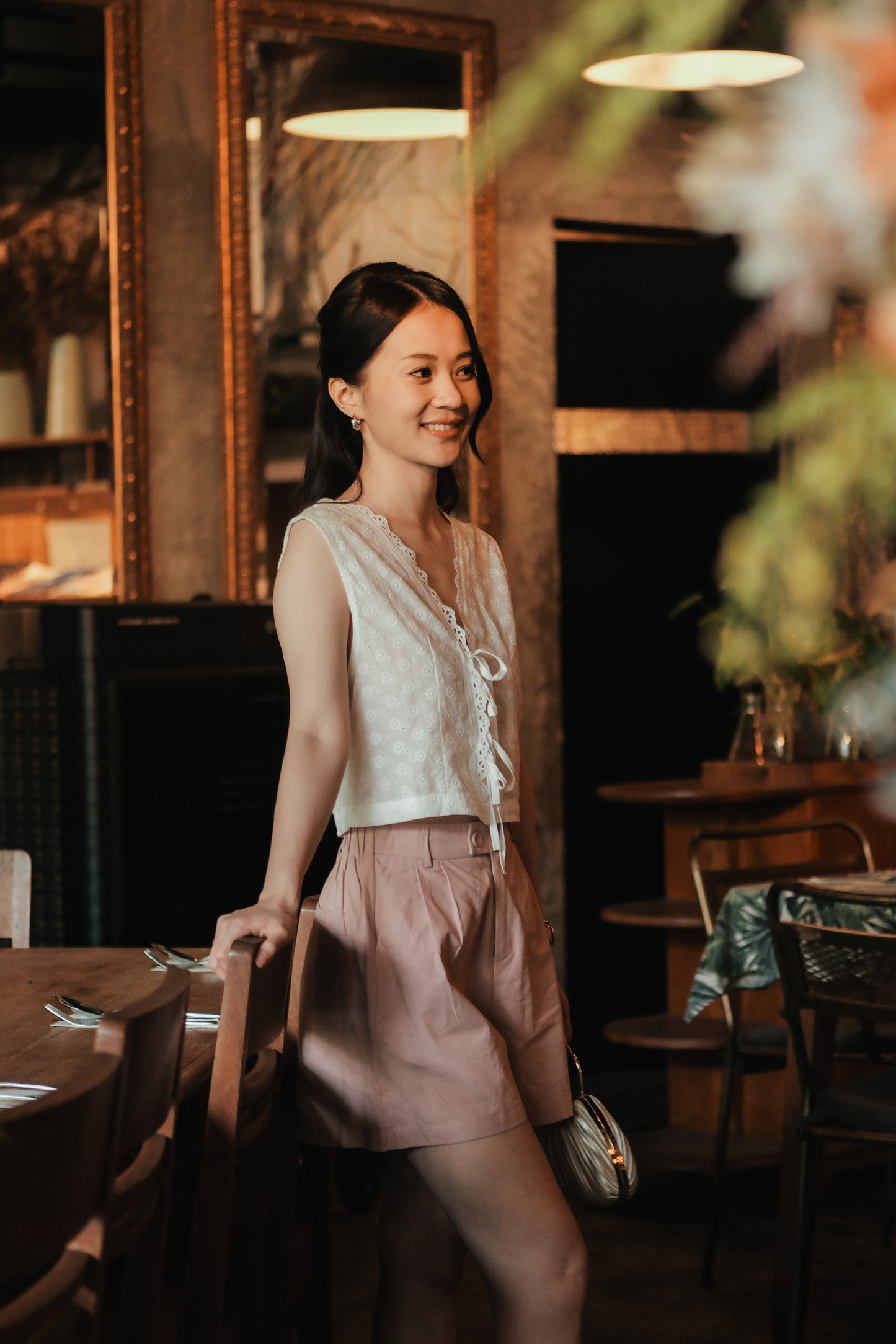 Celeste Lace Tie-Front Top in White