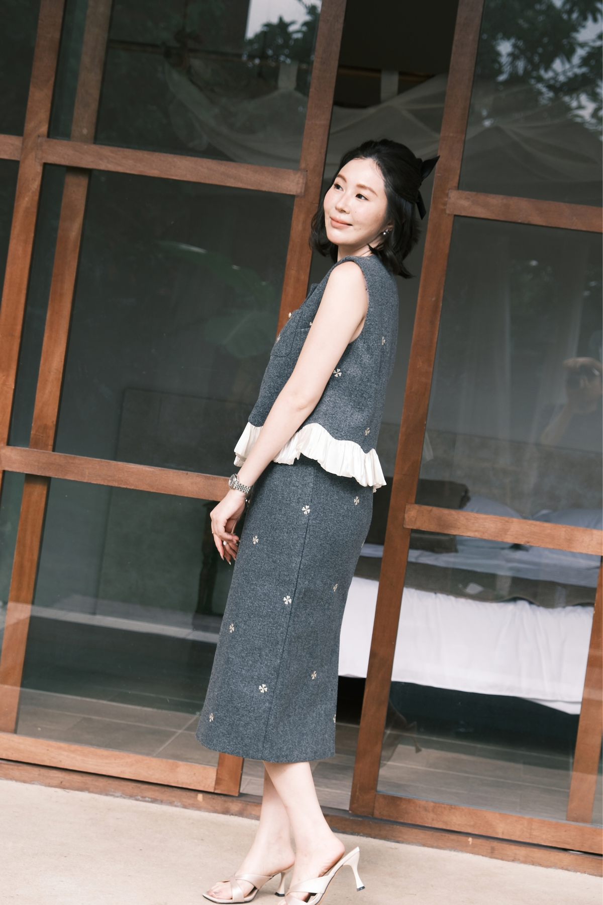 Colette Top & Skirt Set in Grey