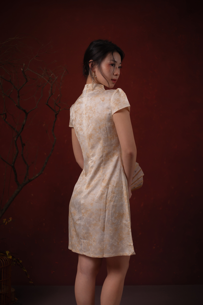 Seraphine Blossom Cheongsam Dress in Champagne
