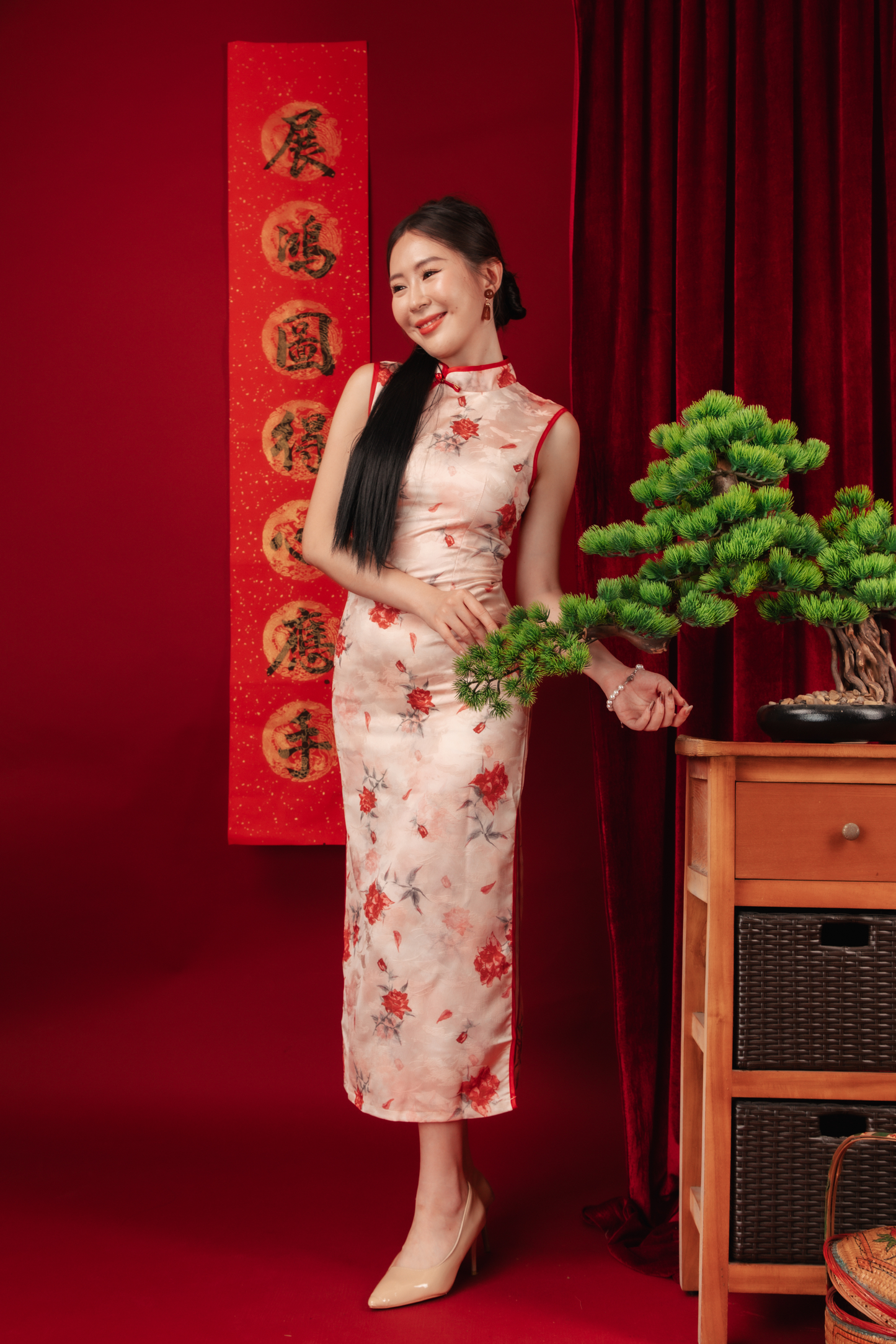 Lucienne Vintage Floral Cheongsam Dress