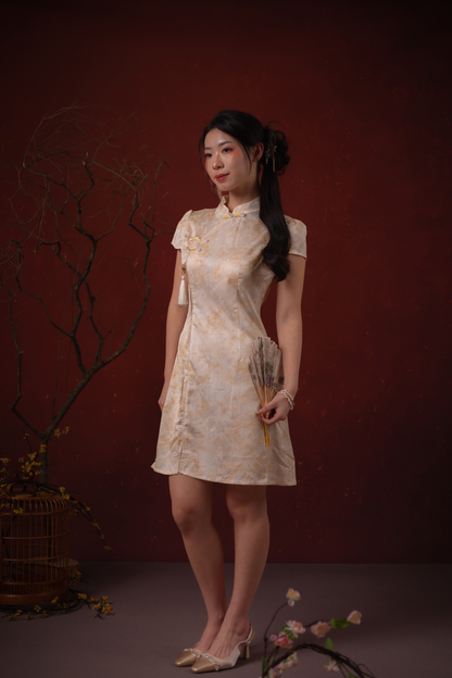 Seraphine Blossom Cheongsam Dress in Champagne