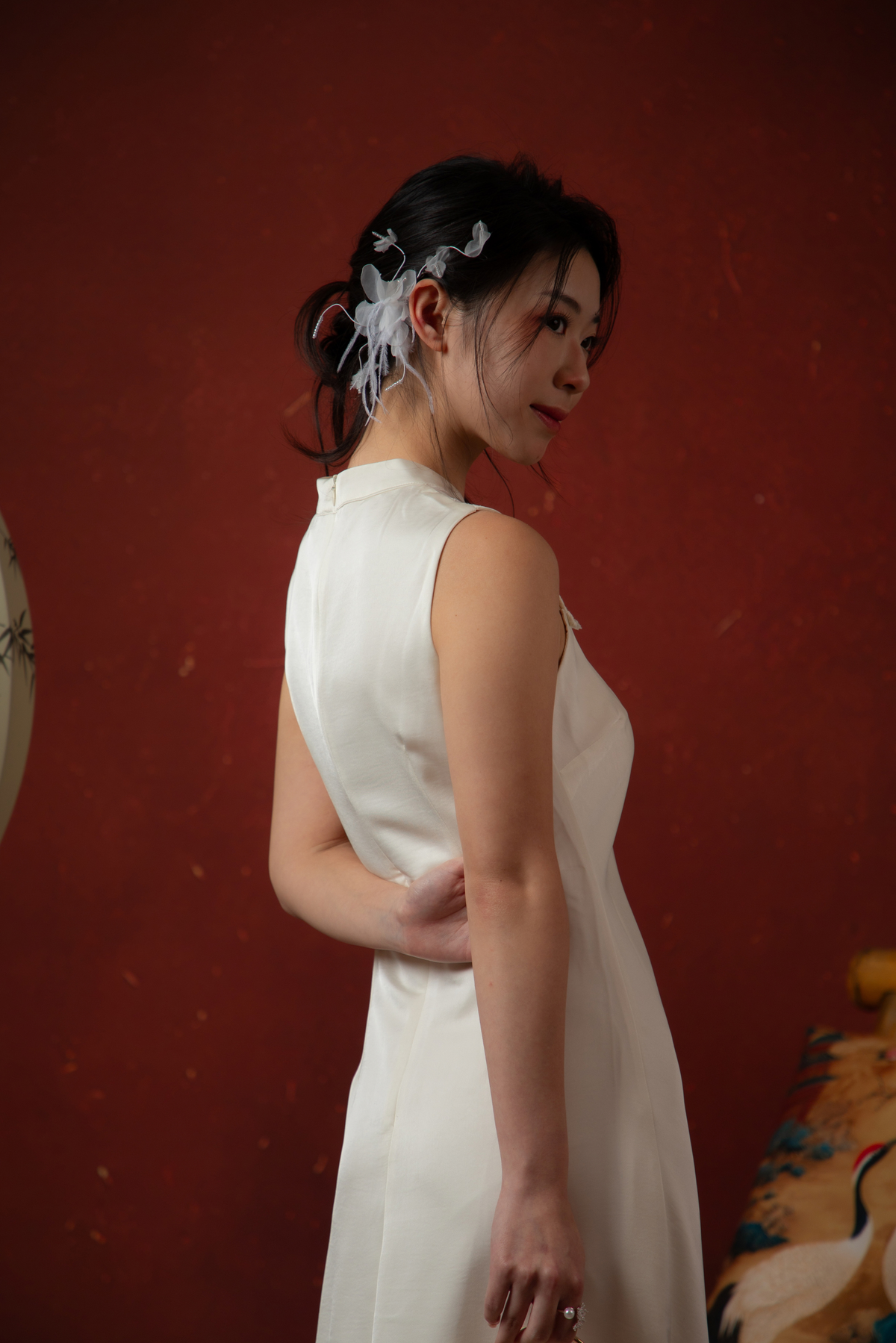 Amélie Perle Cheongsam Dress in Pearl White