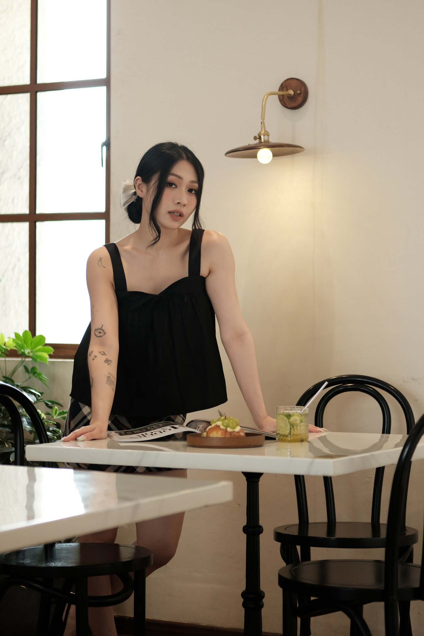 Élodie Tie-Strap Vest Set in Black