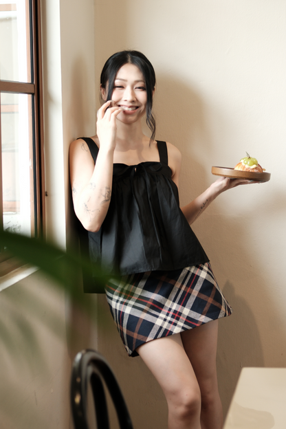 Élodie Tie-Strap Vest Set in Black