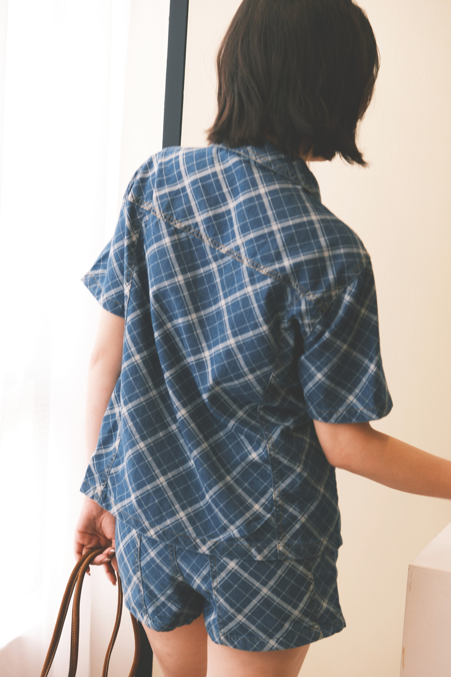Aeris Plaid Denim Two-Piece Set