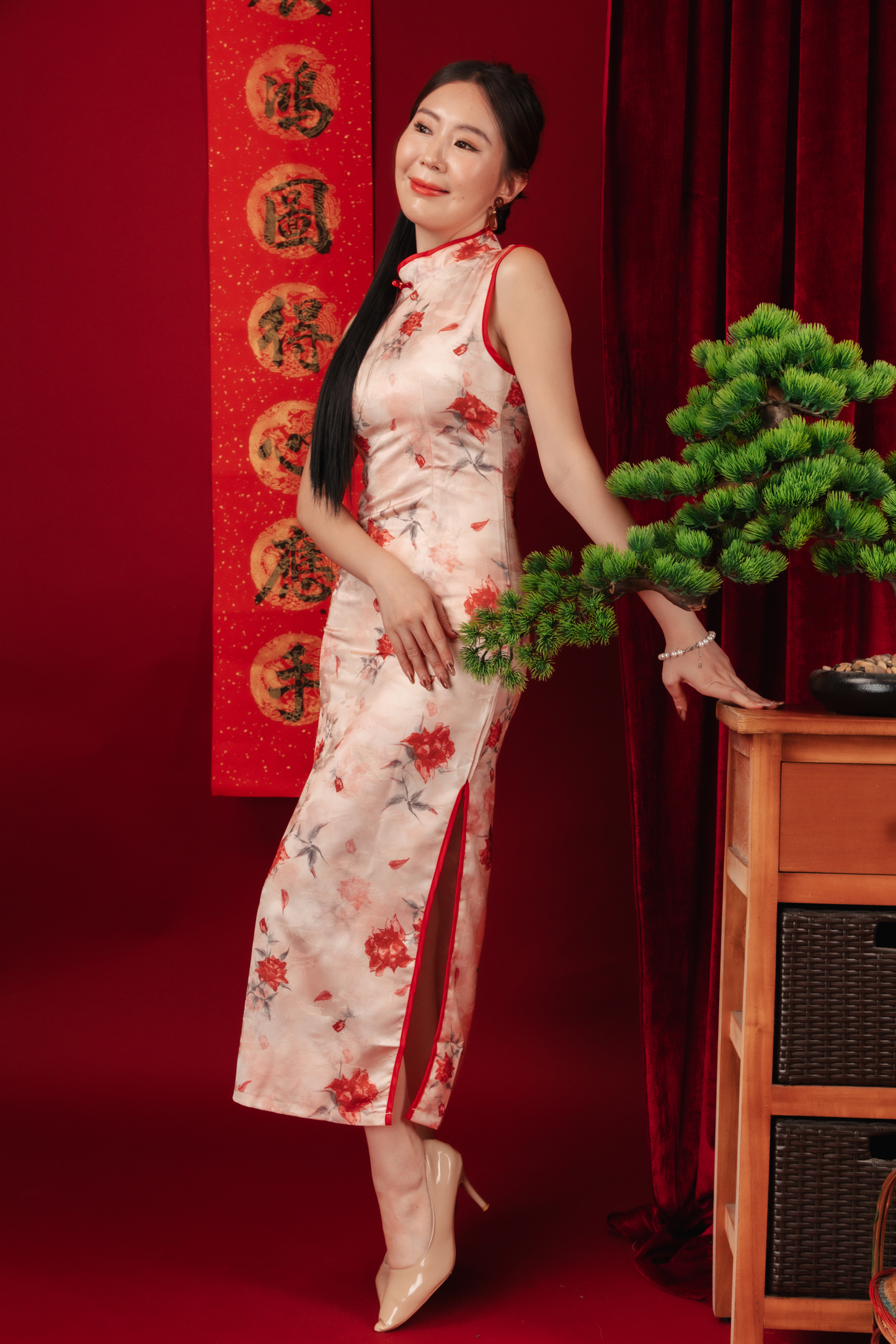 Lucienne Vintage Floral Cheongsam Dress