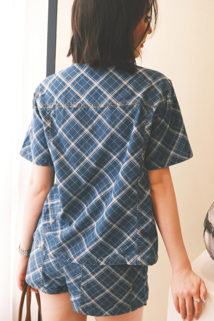 Aeris Plaid Denim Two-Piece Set