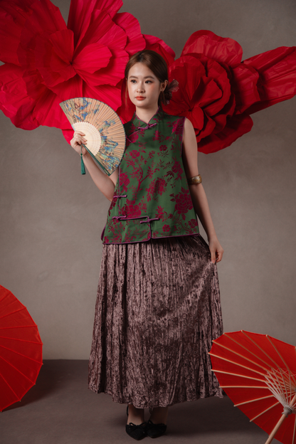 Delphine Velvet Maxi Skirt in Deep Purple