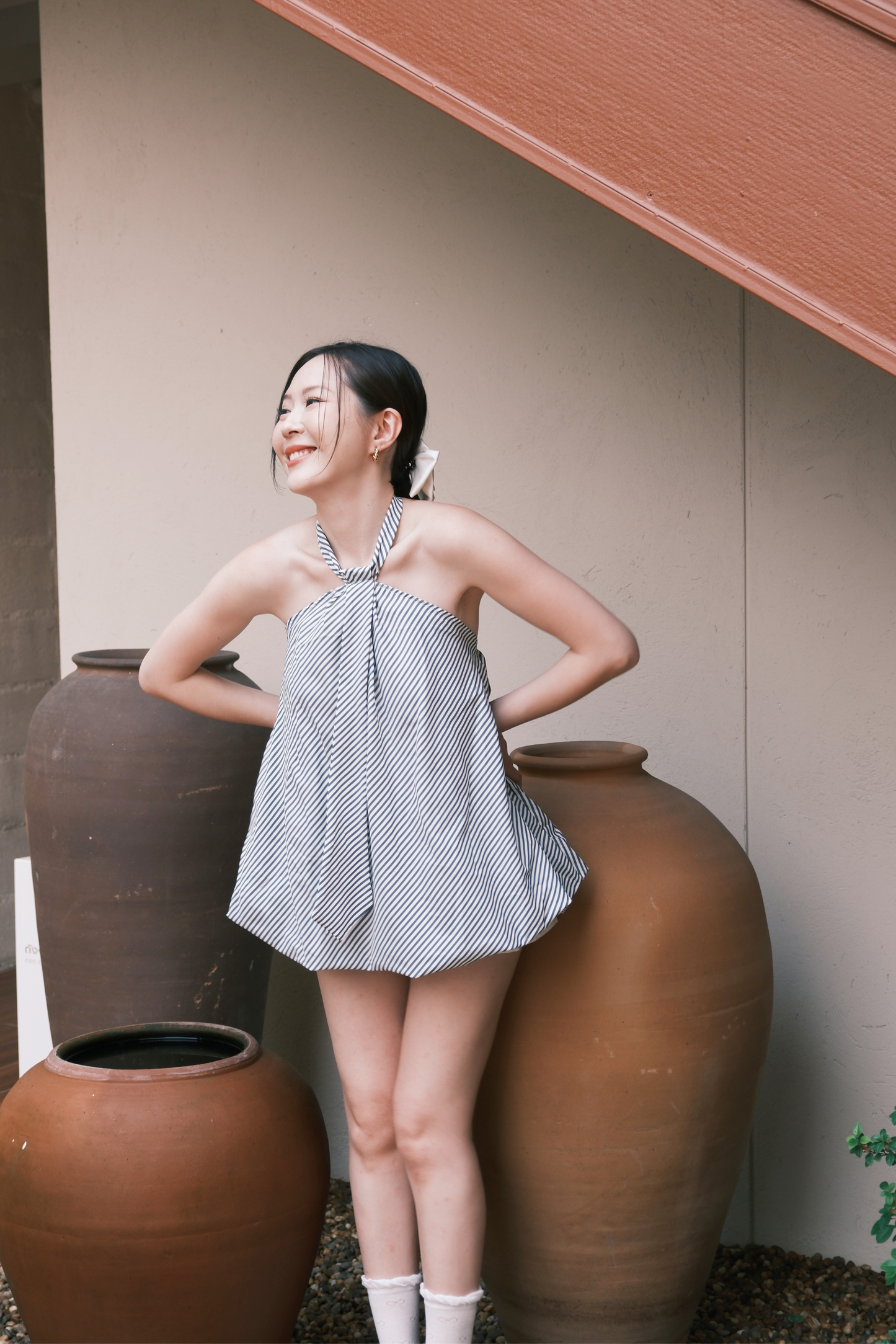 Elara Stripe Halter Swing Top