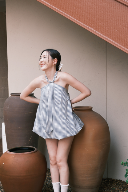 Elara Stripe Halter Swing Top