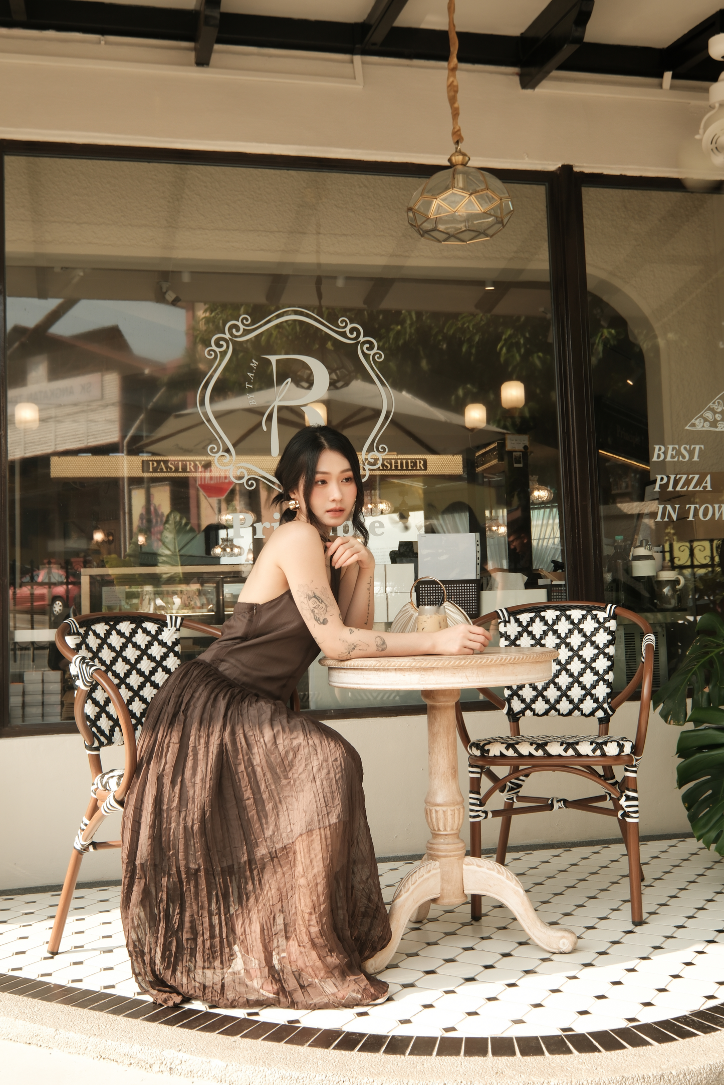 Amélie Mocha Halter Dress