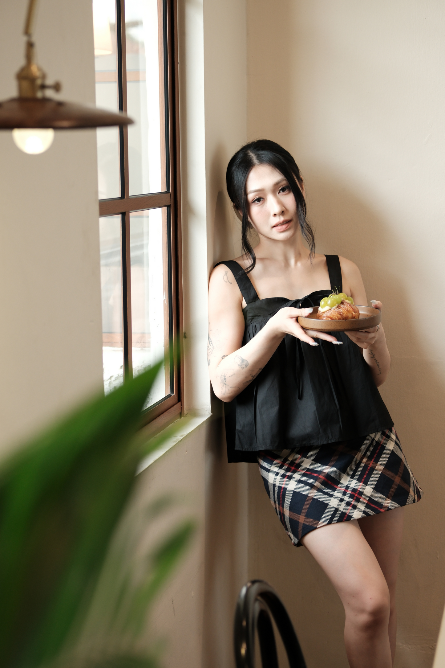 Élodie Tie-Strap Vest Set in Black