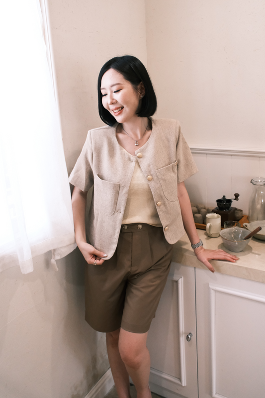 Léonie Tweed Buttoned Top