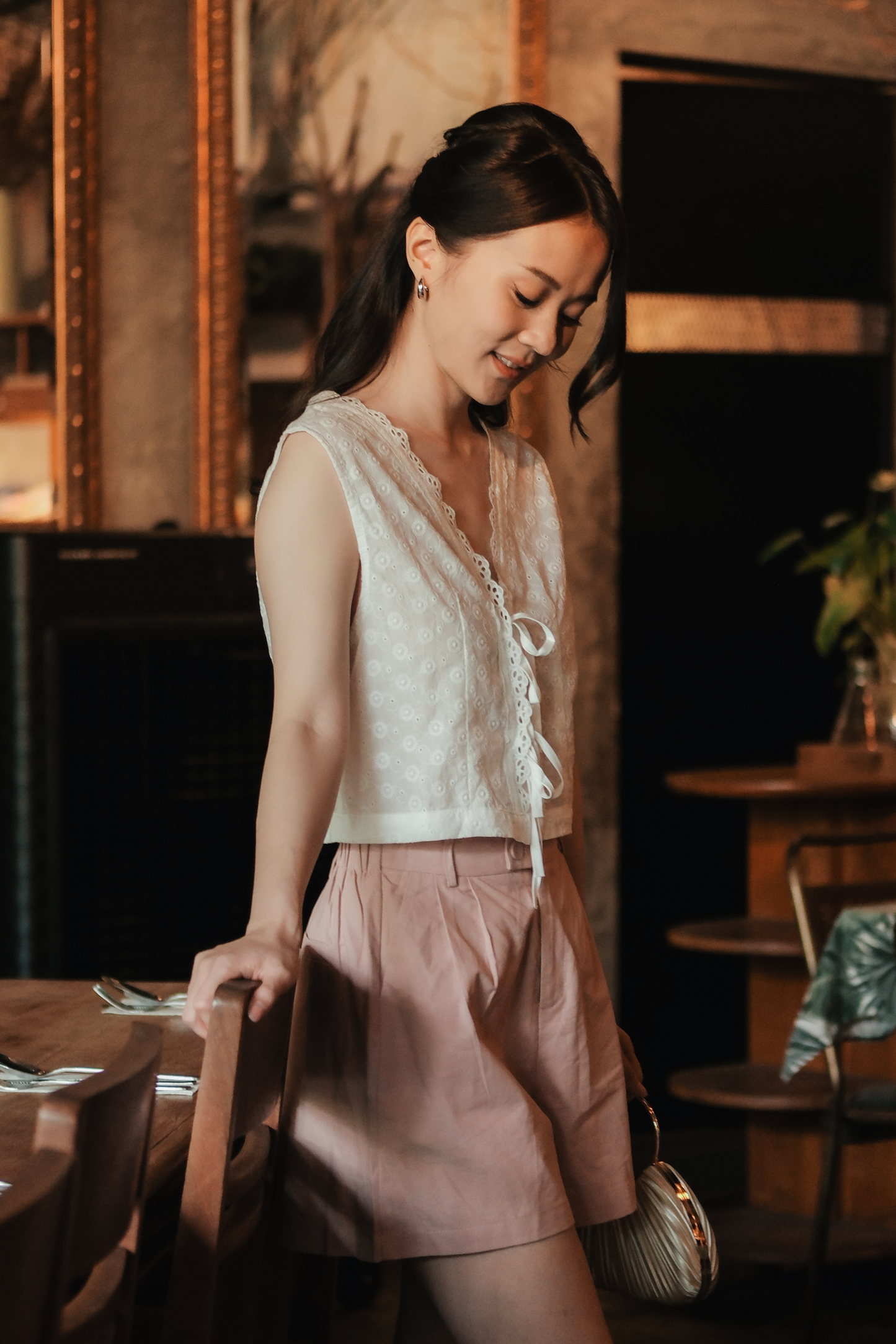 Celeste Lace Tie-Front Top in White