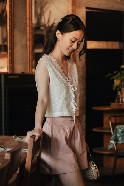 Celeste Lace Tie-Front Top in White