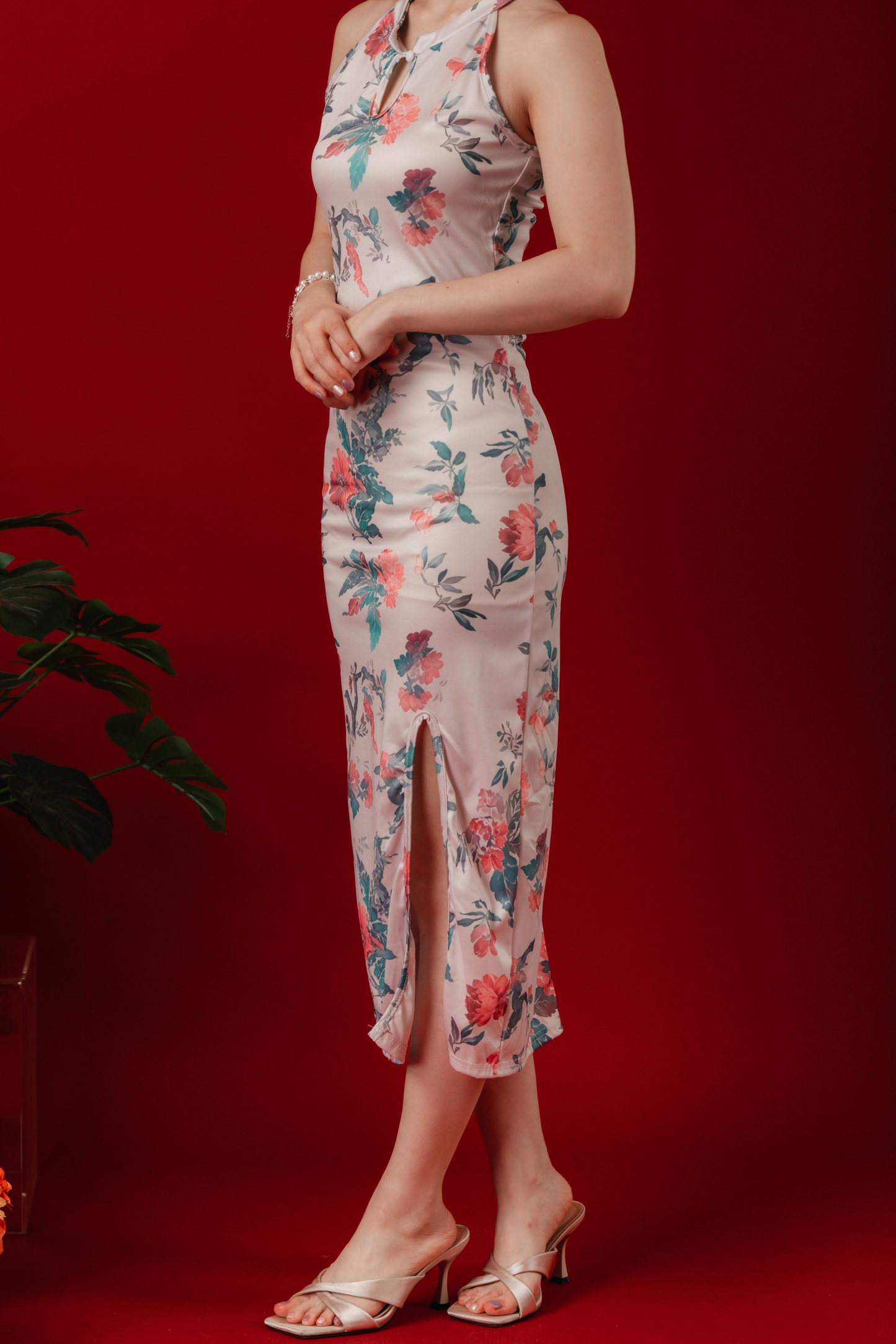 Bloom Halter Silhouette Cheongsam Dress (In-Stock)