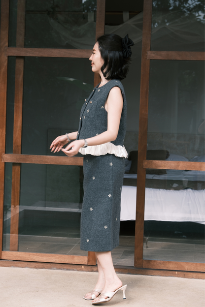 Colette Top & Skirt Set in Grey