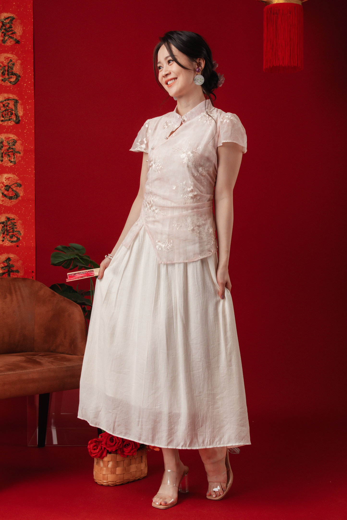Elise Embroidered Layered Cheongsam Dress (In-Stock)