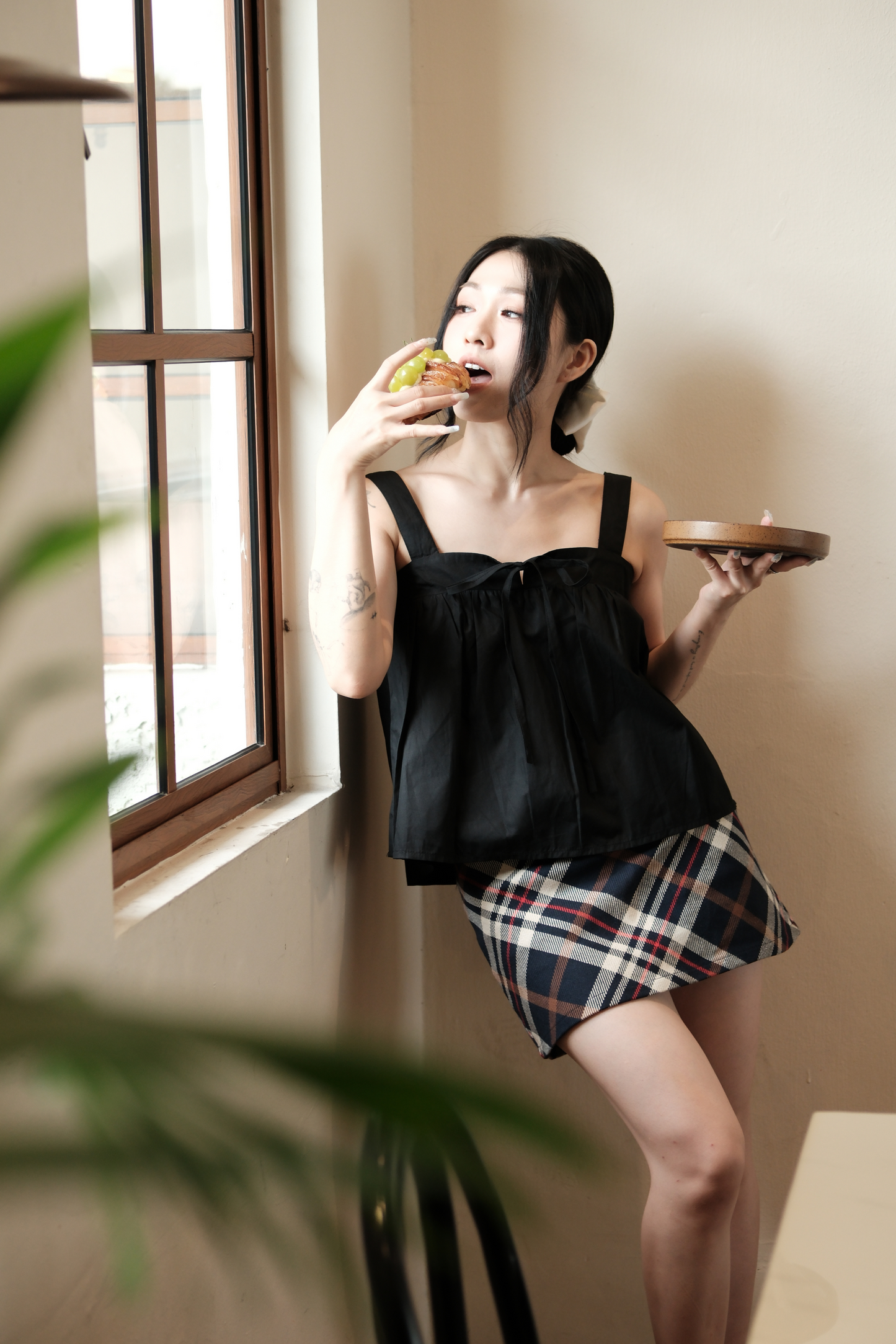 Élodie Tie-Strap Vest Set in Black