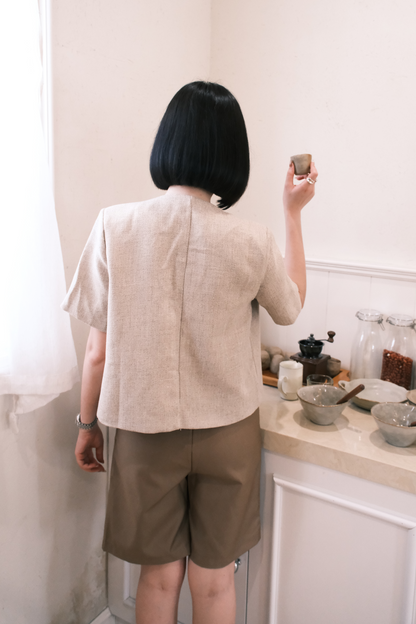 Léonie Tweed Buttoned Top