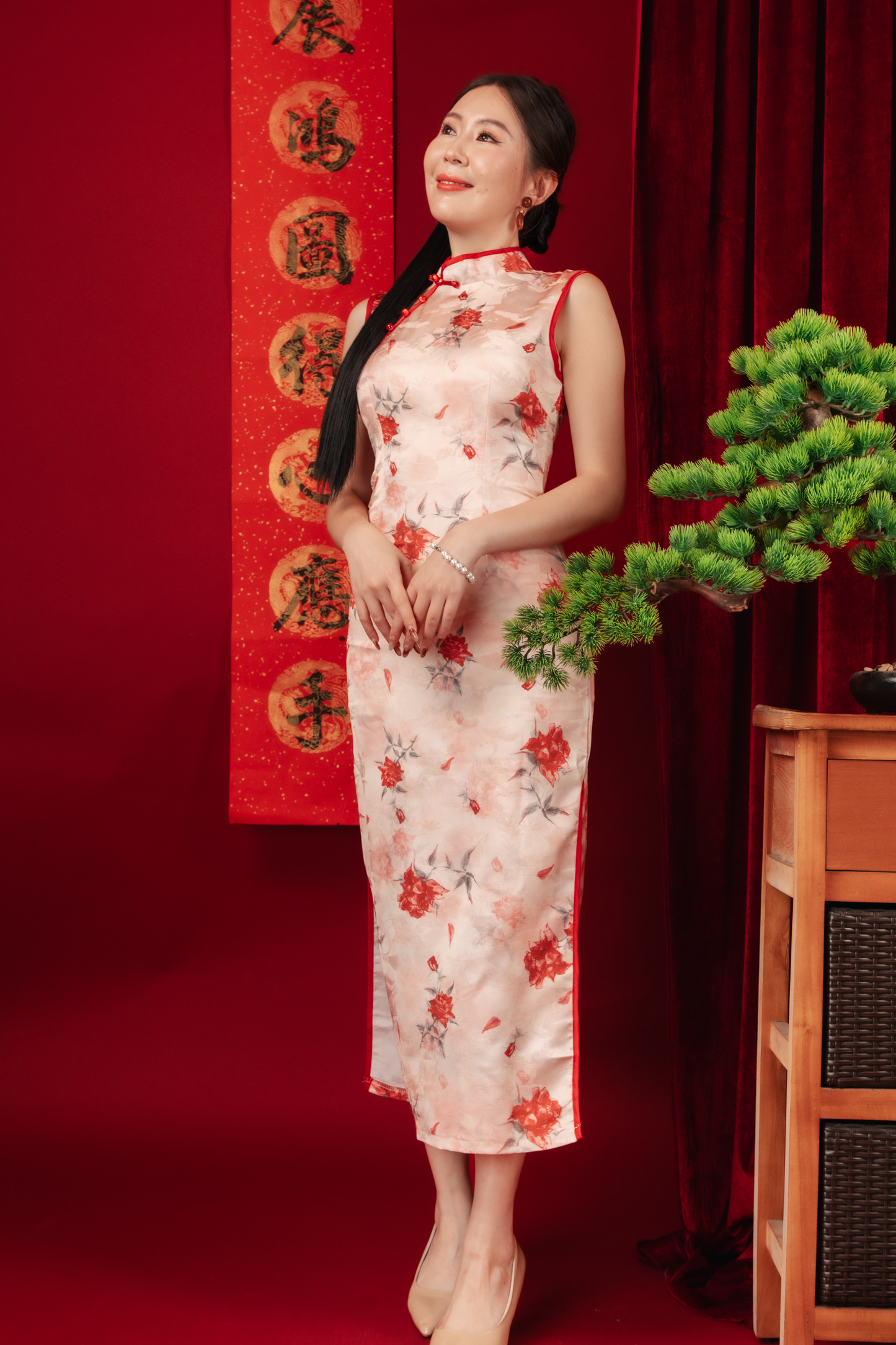 Lucienne Vintage Floral Cheongsam Dress