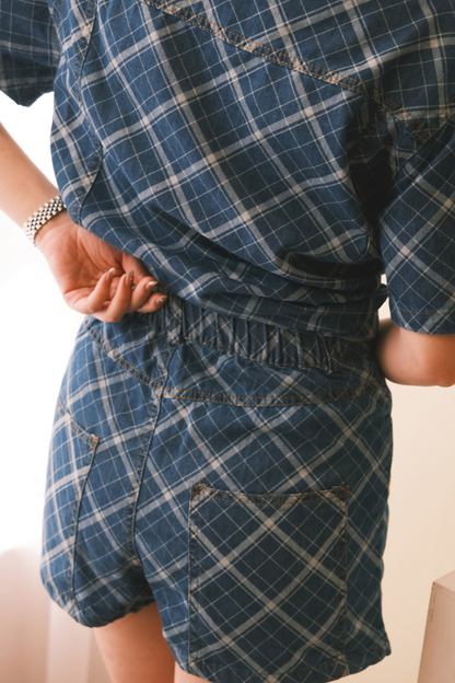 Aeris Plaid Denim Two-Piece Set