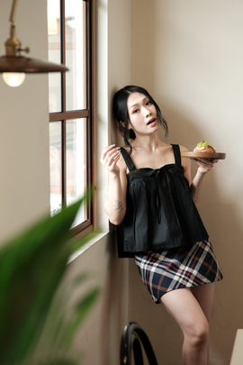 Élodie Tie-Strap Vest Set in Black